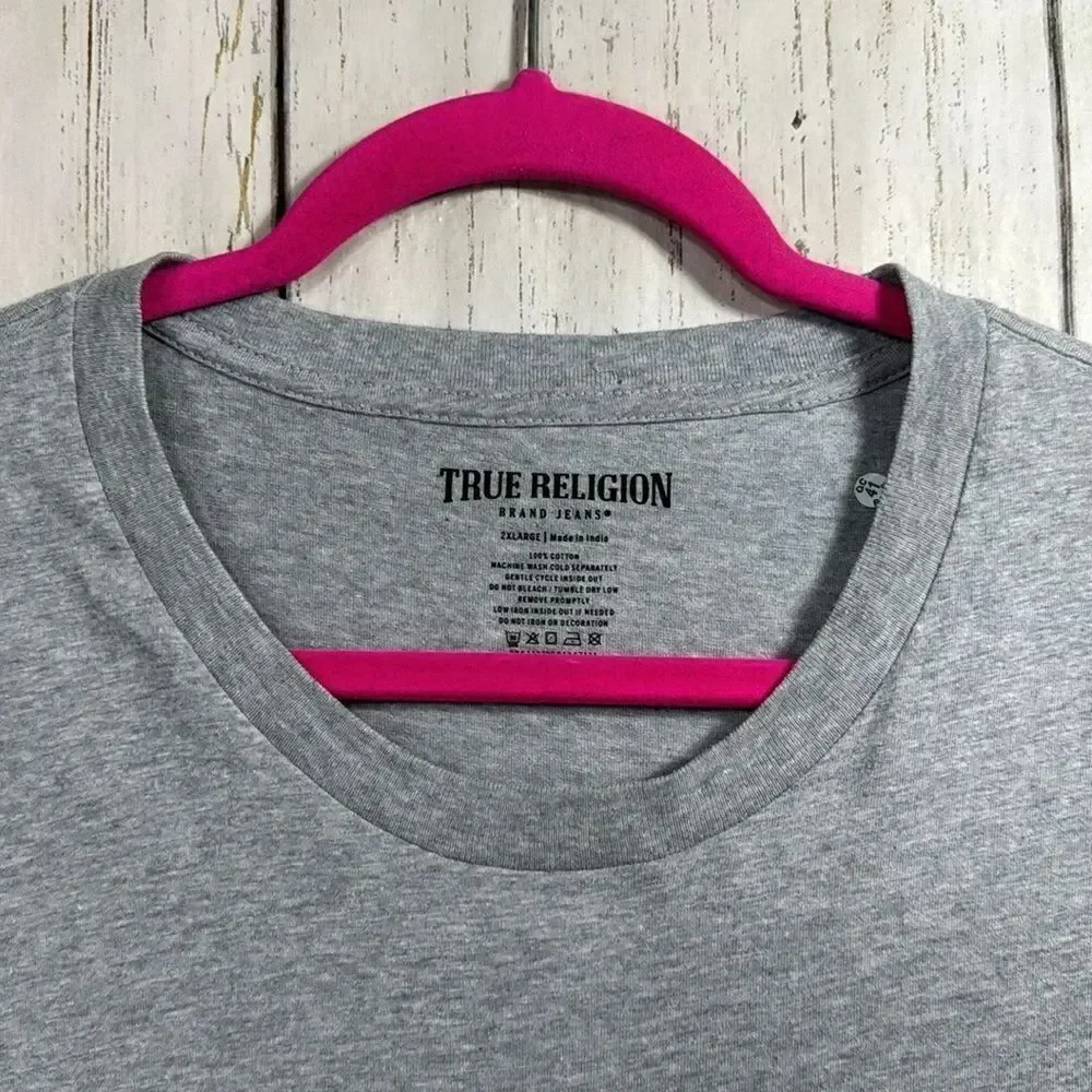 True Religion Buddha Was Here Graphic Tee Heather Gray Streetwear Skater XXL
